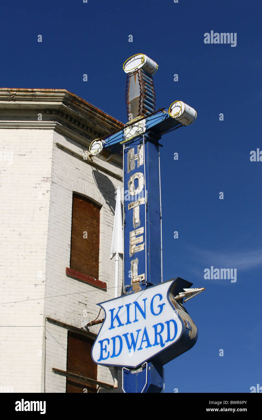 King Edward Hotel Schild in Calgary, Alberta.  Haus der Bkues. Stockfoto