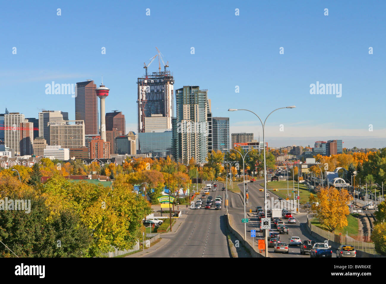 Blick auf die Innenstadt von Calgary, Alberta, Kanada Stockfoto