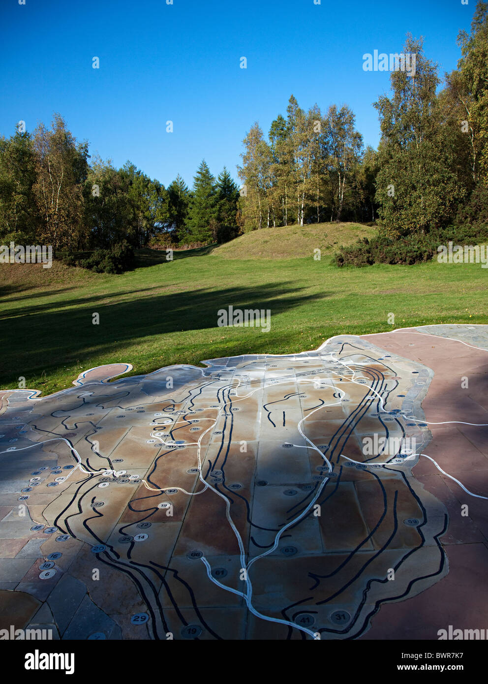 Geologische Karte setzen auf Lichtung im Wald von Dean England UK Stockfoto