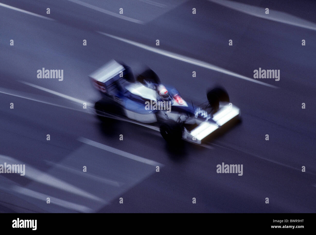 Verschwommene F1 Auto Renn-Action. Stockfoto