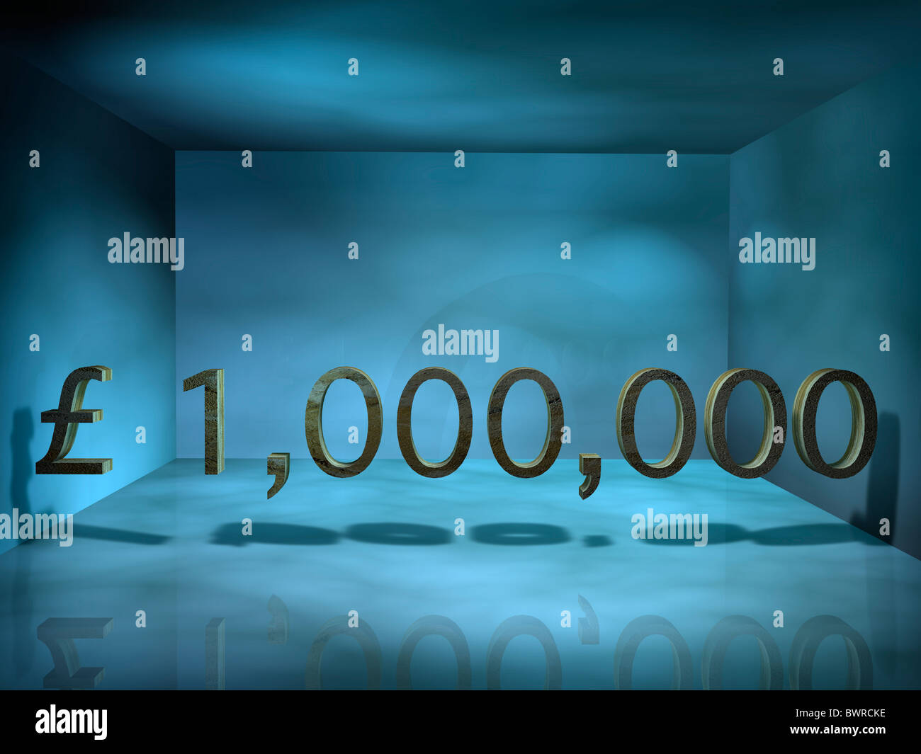 "1 Million britische Pfund" im "Leeren Raum" Stockfoto