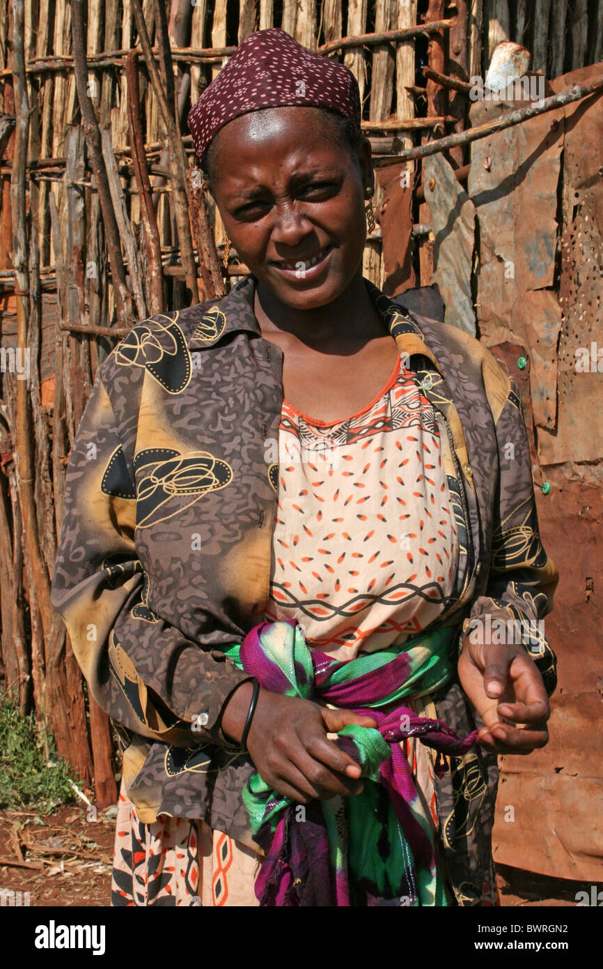 Oromo-Stamm-Dame genommen in Hagere Mariam, Äthiopien Stockfoto