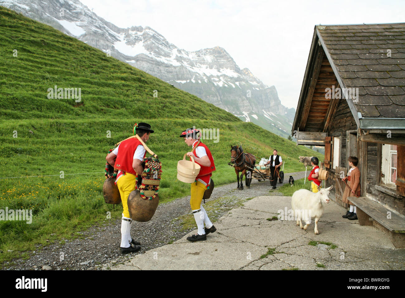 Schweiz Europa Schwagalp Outdoor Outdoors Outside Landschaft Alpin Alpen Berge Bergkanton Appen Stockfoto