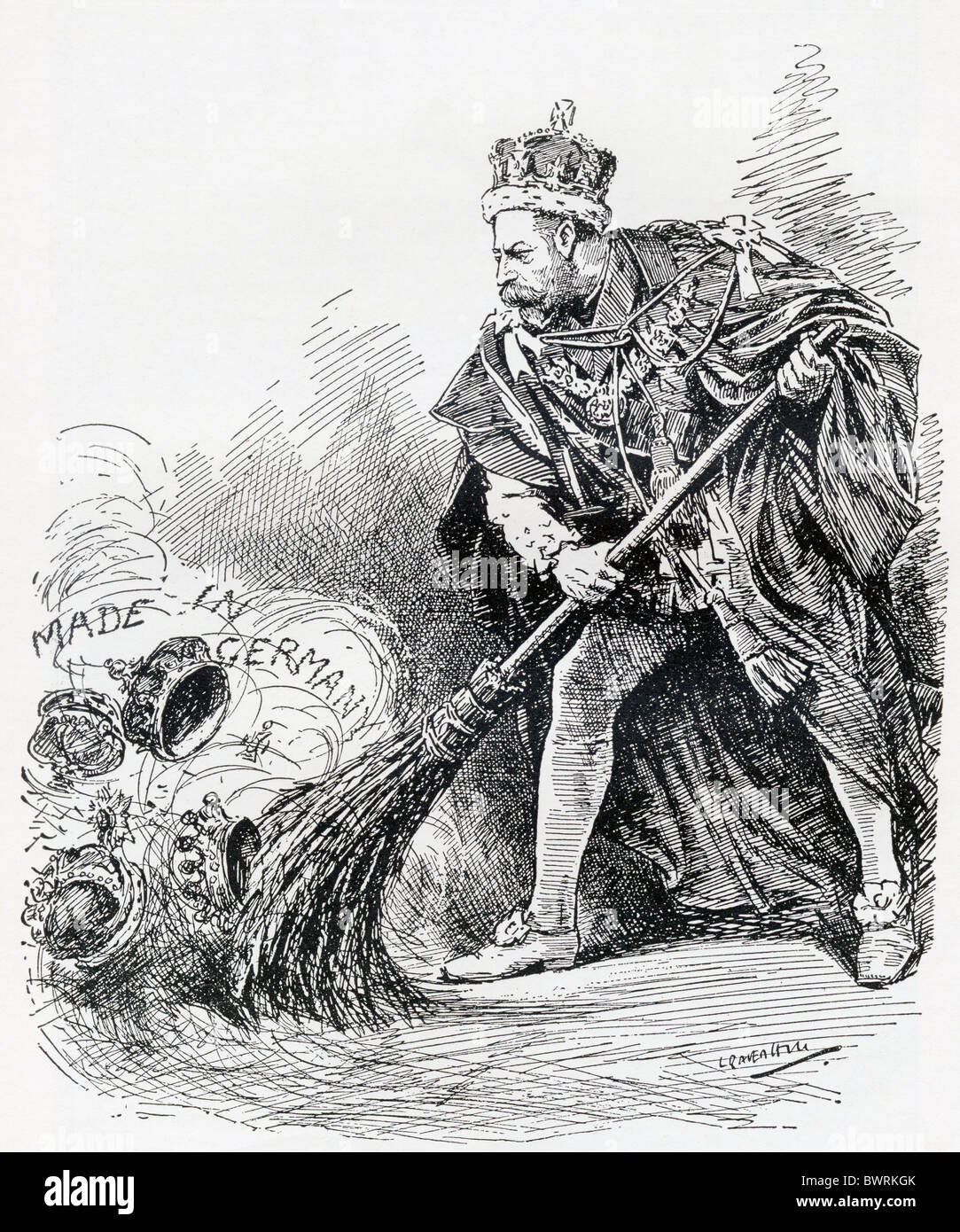 Cartoon aus einer 1917 Ausgabe des Punch-Magazin gratulieren König George V für die Abschaffung der deutsche Titel in der britischen königlichen Familie Stockfoto