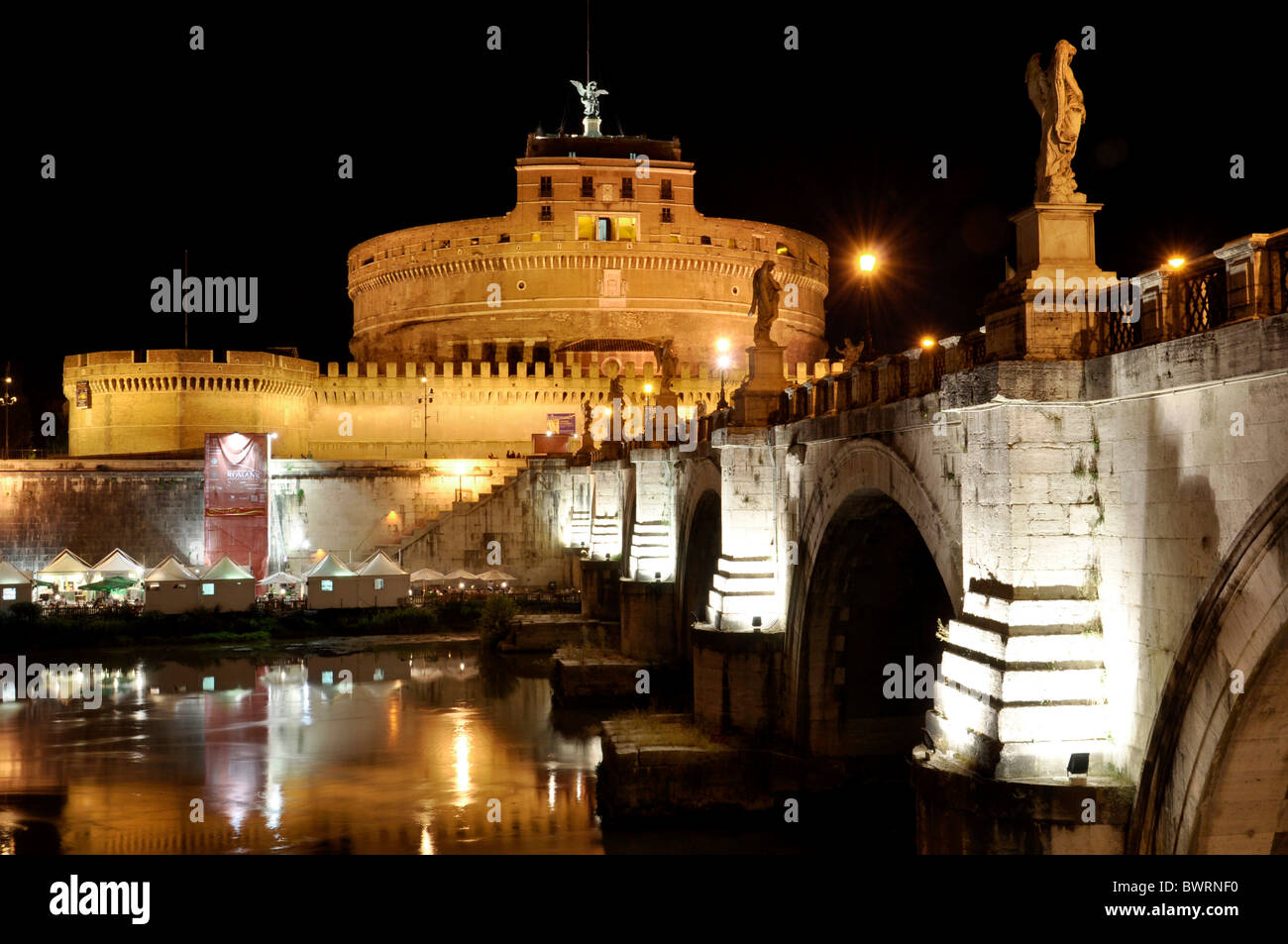 Ponte Sant ' Angelo, Brücke der Engel, Engelsburg, Schloss der Engel, Rom, Latium, Italien, Europa Stockfoto