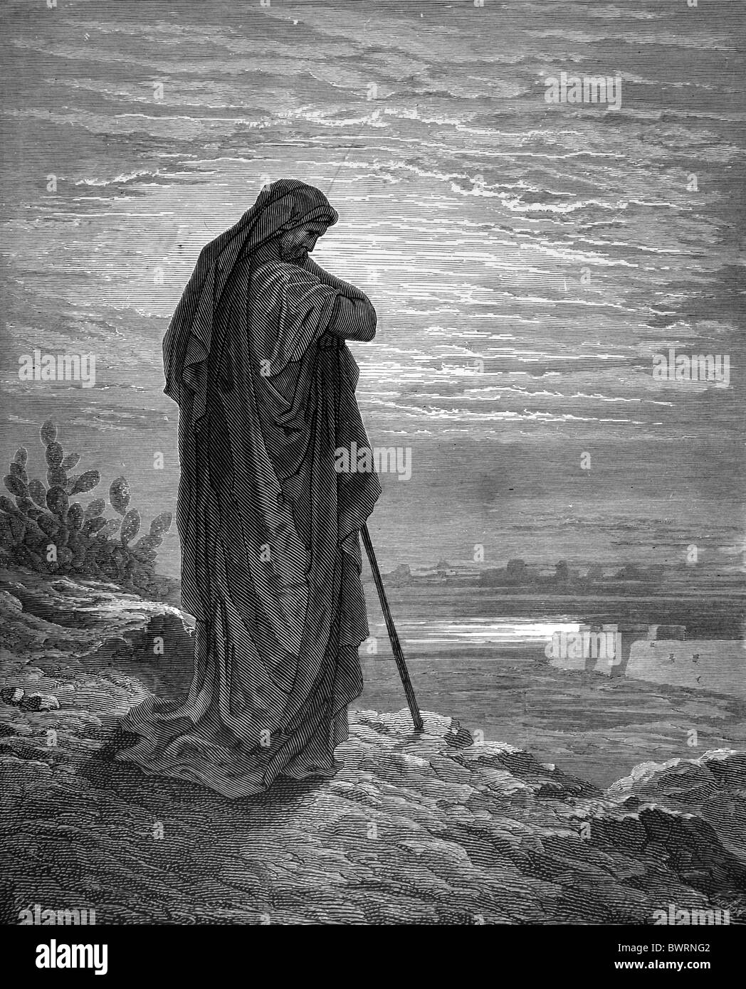 Gustave Doré; Amos, Herdman Tekoa; Schwarz / weiß-Gravur Stockfoto