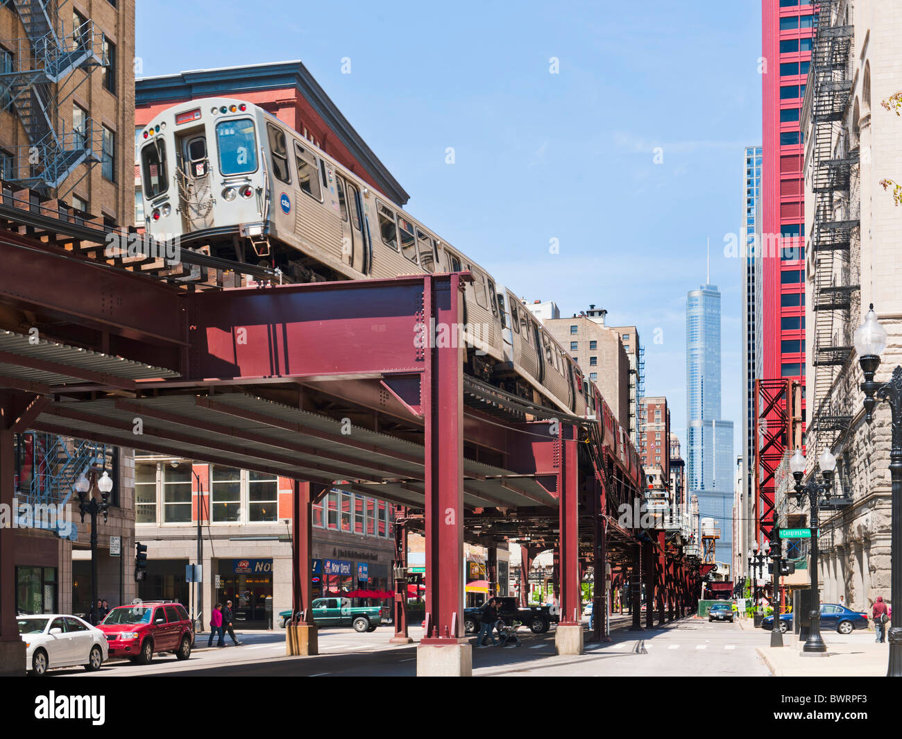 Hochbahn in der Schleife, Chicago, Illinois Stockfoto