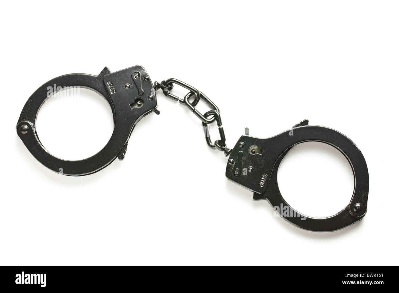 schwarzen Bündchen auf weißem Hintergrund Stockfoto