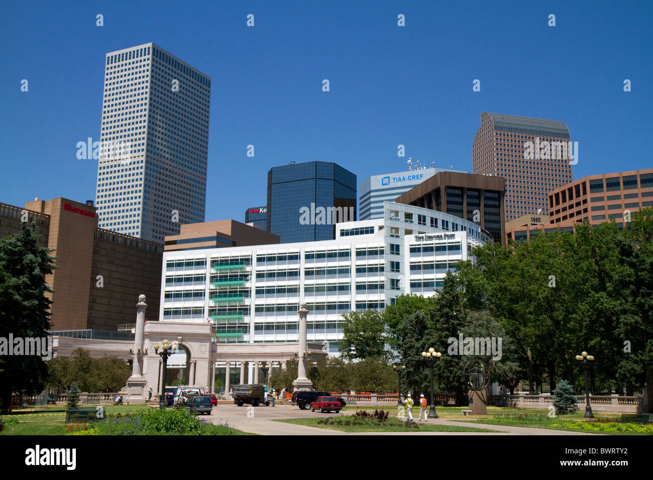 Gebäude in der Innenstadt von Denver, Colorado, USA. Stockfoto