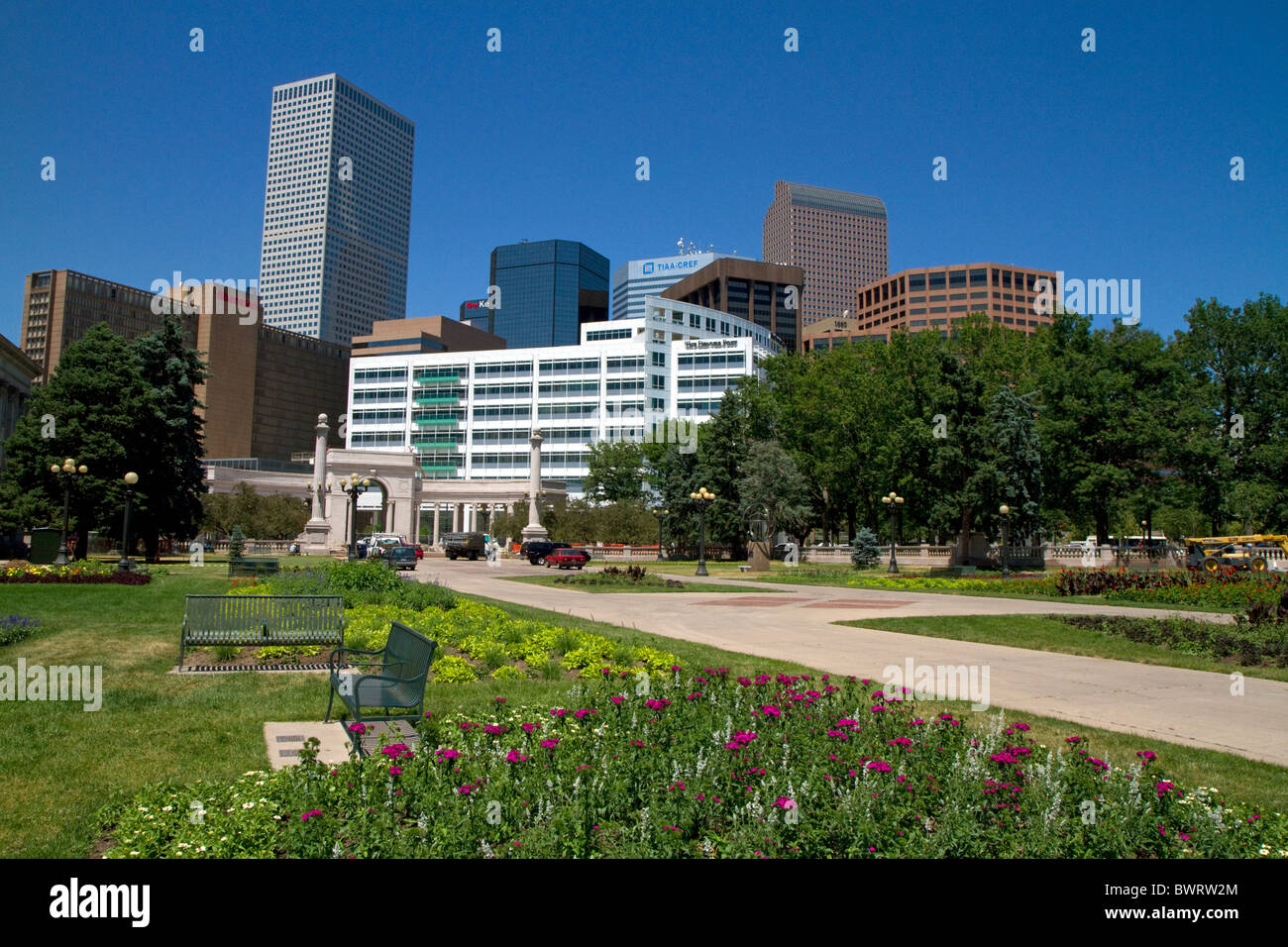 Gebäude in der Innenstadt von Denver, Colorado, USA. Stockfoto