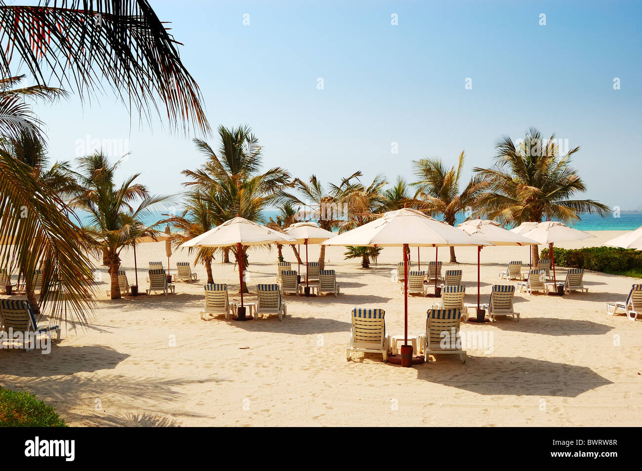 Strand des Luxus-Hotels, Dubai, Vereinigte Arabische Emirate Stockfoto