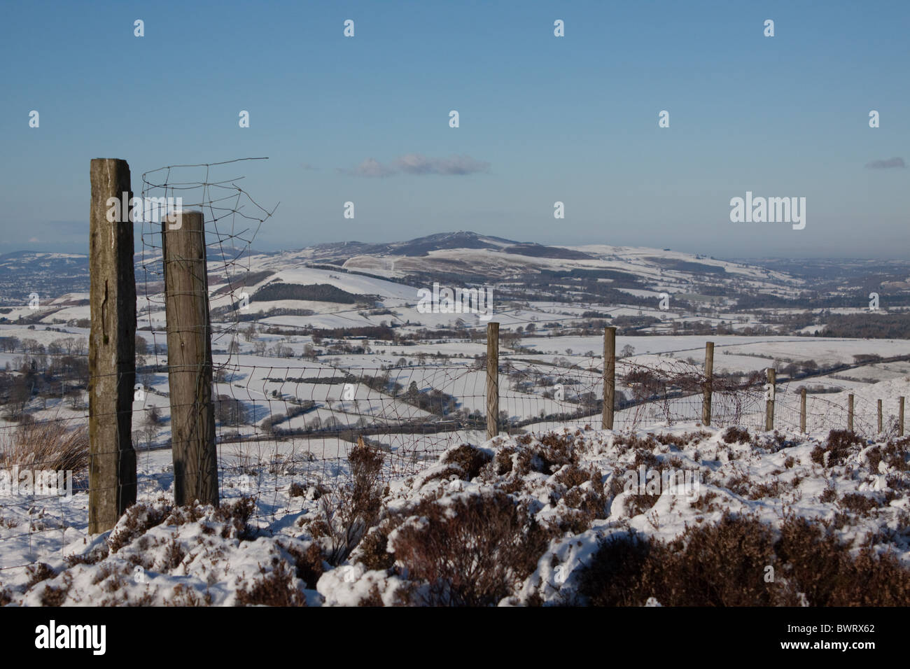 MOEL Famua im Bereich von Clwydian Hügel, Wales, im Winter von den Hängen des Moel y Gamelin Stockfoto