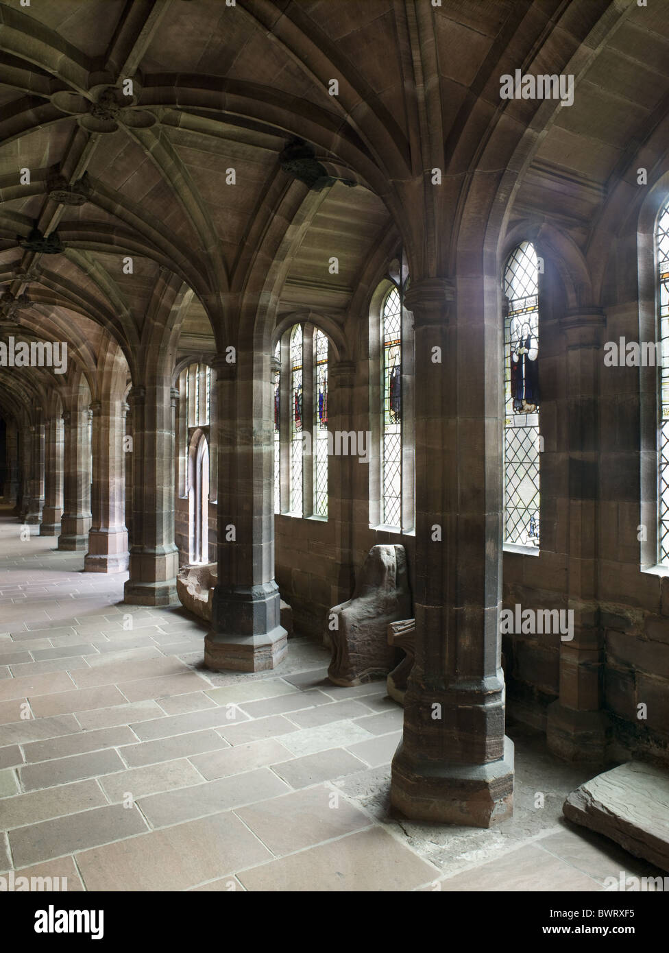 Chester Kathedrale Scriptorium und Kreuzgang Stockfoto