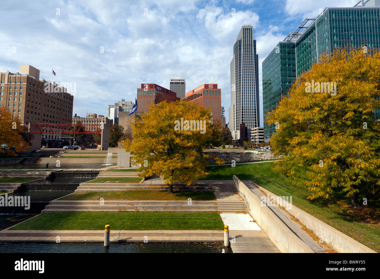 Einen Sturz auf Downtown Omaha, Nebraska. Stockfoto