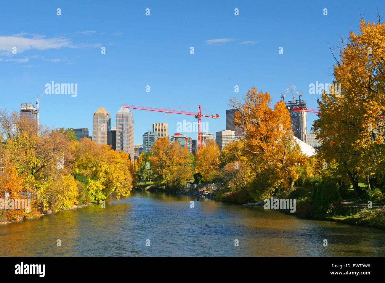 Herbst auf dem Ellenbogen River in Calgary, Alberta, Kanada Stockfoto