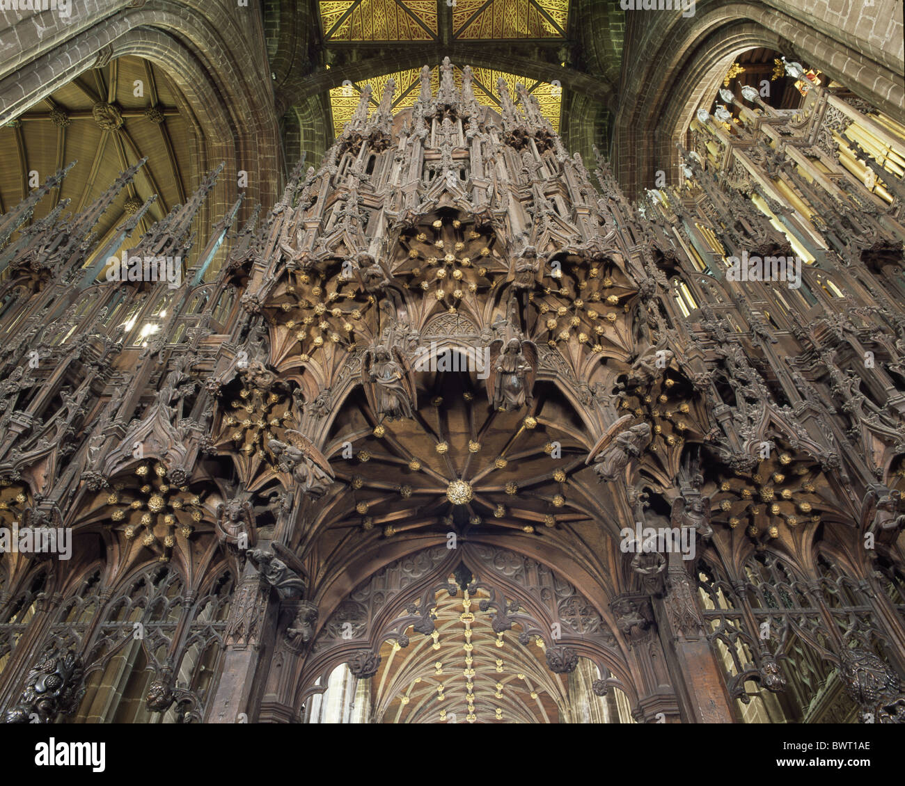 Chester Cathedral Baldachin Quire Bildschirm Stockfoto