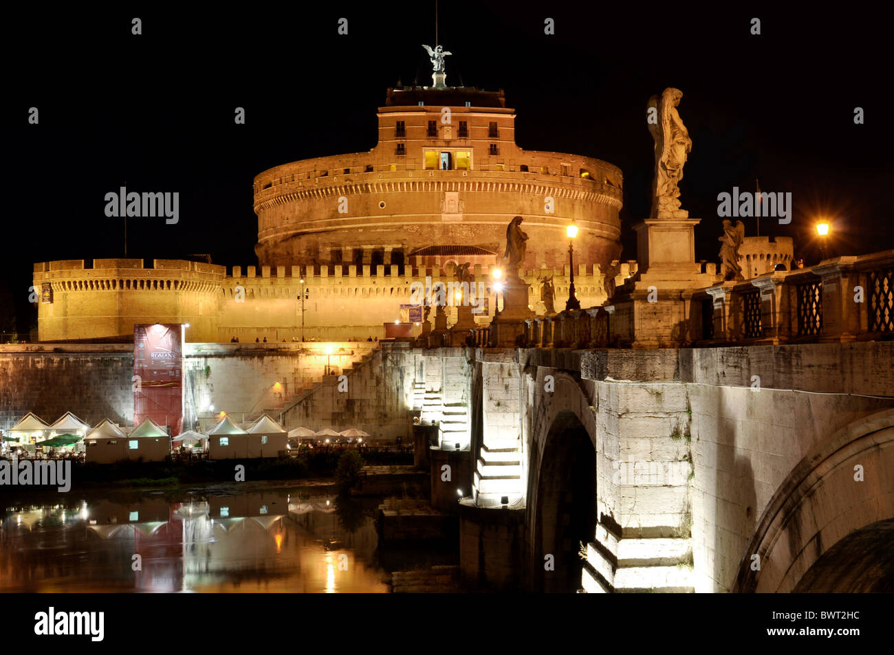 Ponte Sant ' Angelo, Brücke der Engel, Engelsburg, Schloss der Engel, Rom, Latium, Italien, Europa Stockfoto