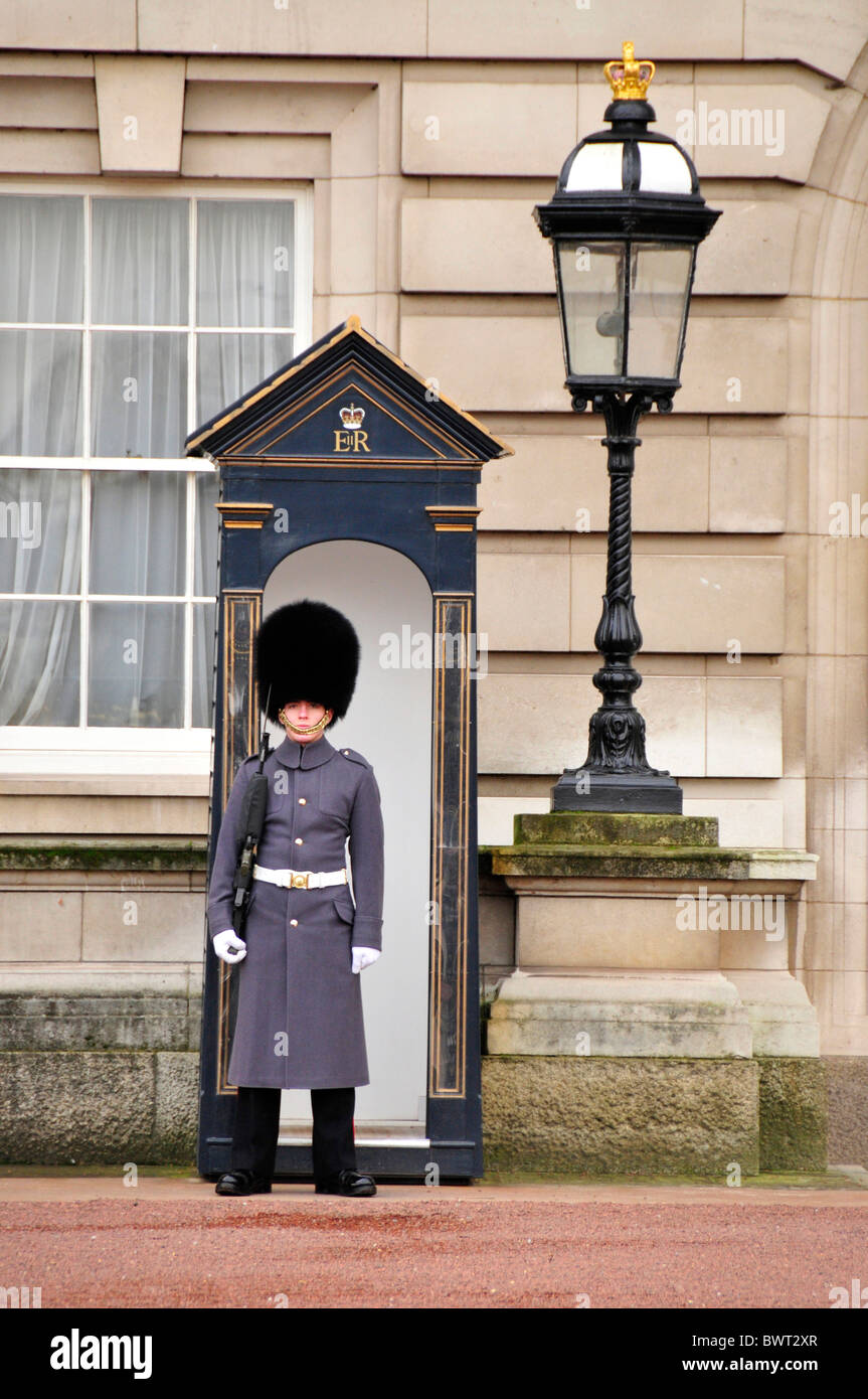 Wache vor der Buckingham Palace, London, England, Vereinigtes Königreich, Europa Stockfoto