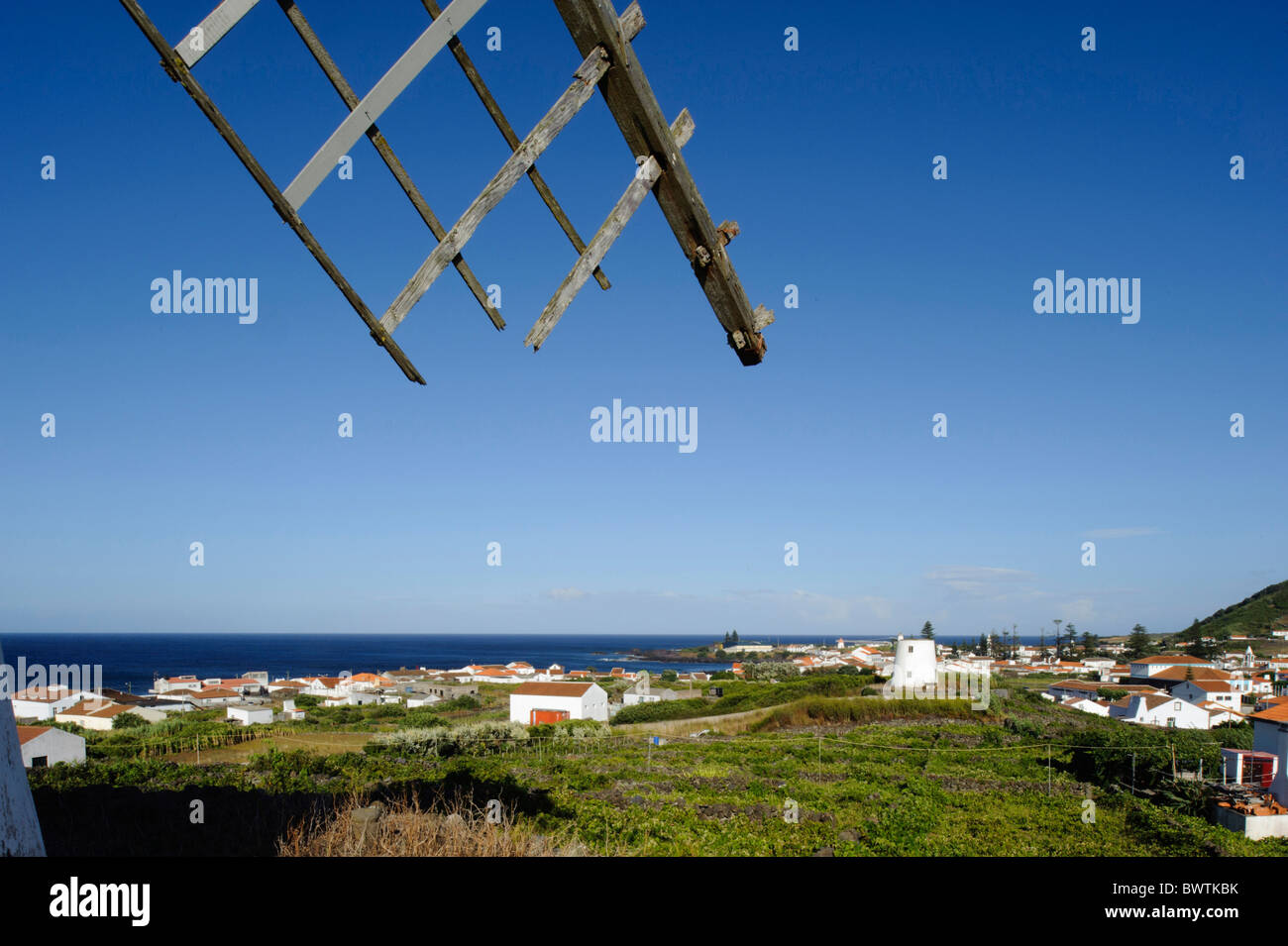 Windmühle in der Nähe von Santa Cruz, Insel Graciosa Stockfoto