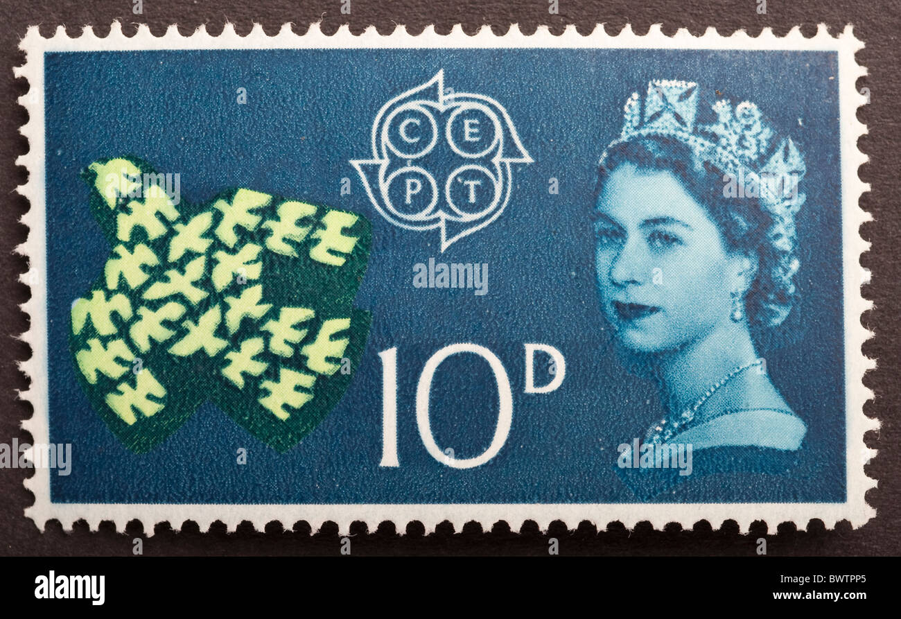 Großbritannien Briefmarkenausgabe 10d, 1961 Stockfoto