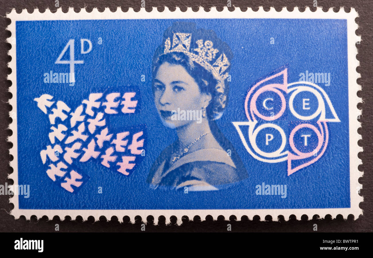 Vereinigtes Königreich-Briefmarke 4D, Ausgabe 1961 Stockfoto