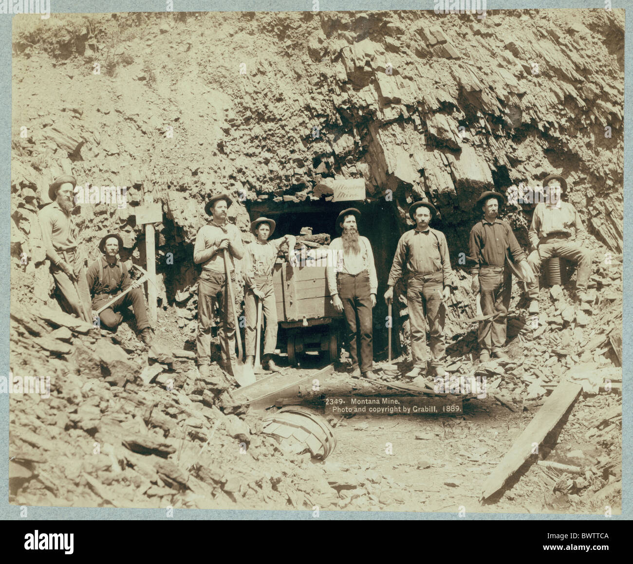 Goldfieber Montana USA Amerika USA Nordamerika Mine Foto John Grabill ca. 1890 Wildwest Gold d Stockfoto