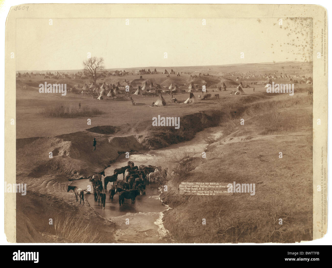 Villa von Brule Indian camp Pine Ridge 1891 Foto John Grabill USA USA Nordamerika Krieg wi Stockfoto