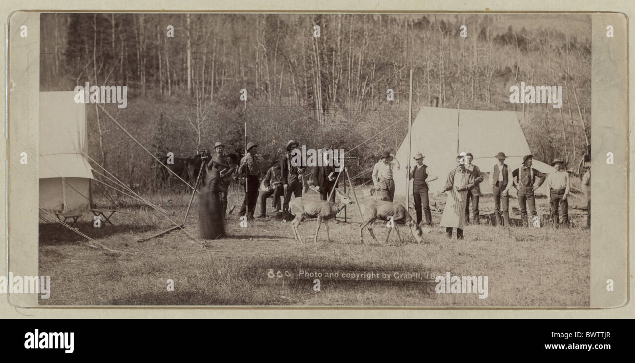 Eisenbahn-Ingenieur-Korps wild West USA-Nordamerika-Vereinigte Staaten Landvermesser Bau Zelt Historiographie Stockfoto