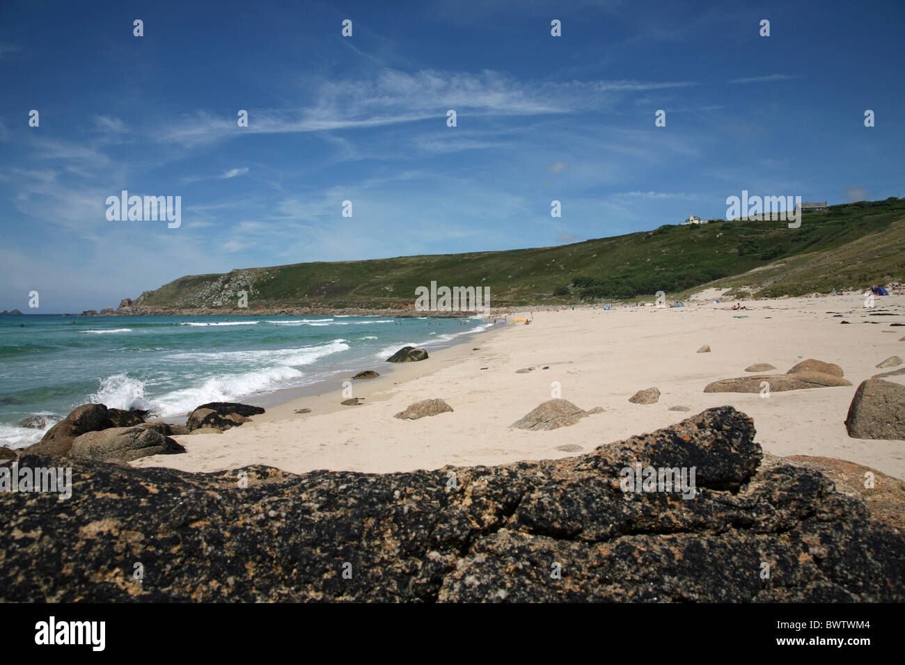 Gwynver Beach oder Gwenver Beach, Cornwall, Südwestengland, Großbritannien Stockfoto