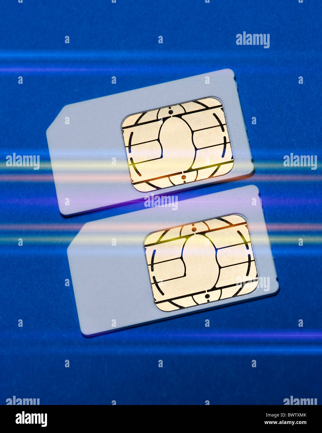 SIM-Karten mit Farbeffekt Stockfoto