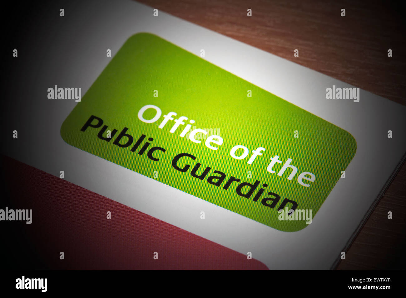 Büro der öffentlichen Guardian-Merkblatt Stockfoto