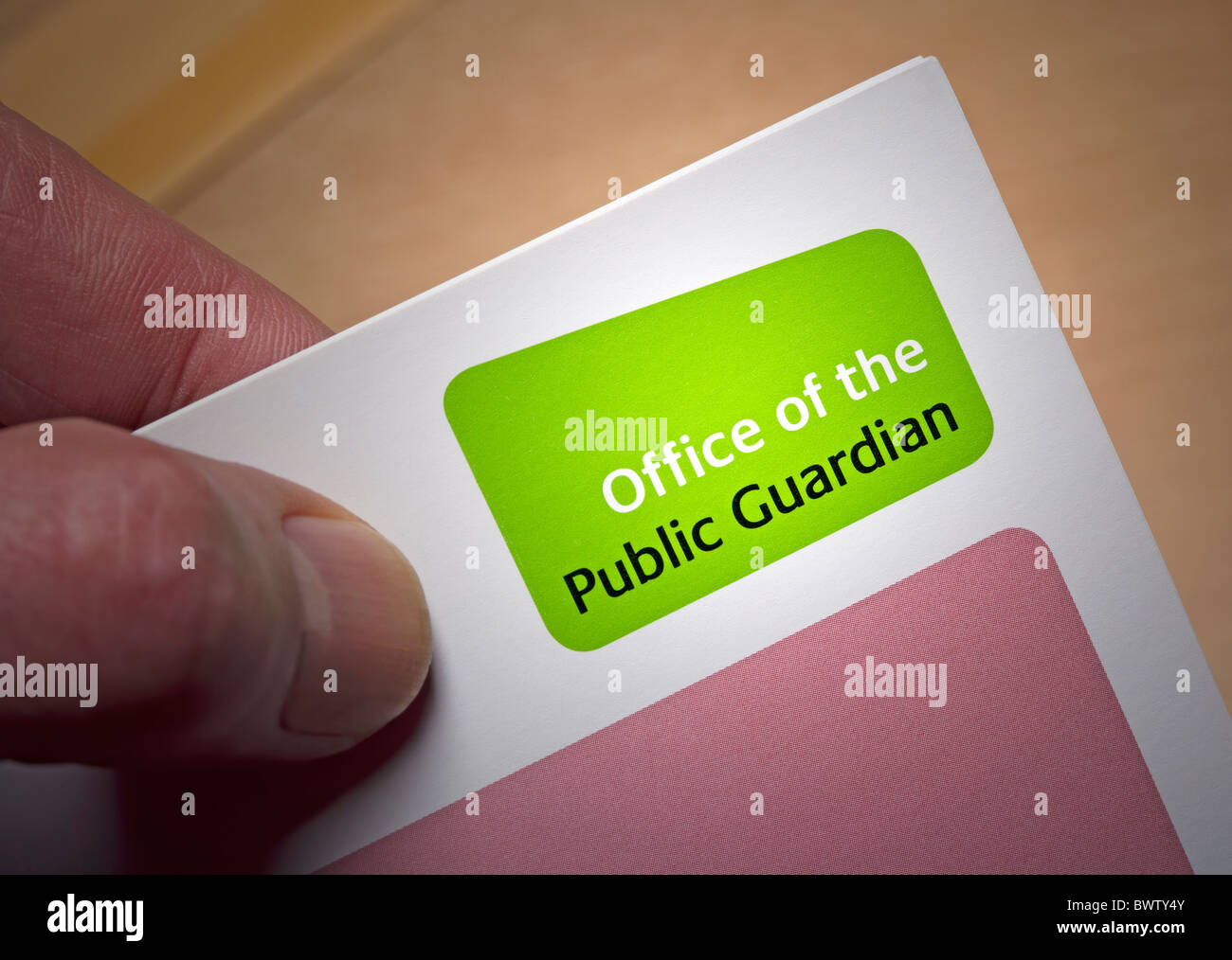 Büro der öffentlichen Guardian-Merkblatt Stockfoto