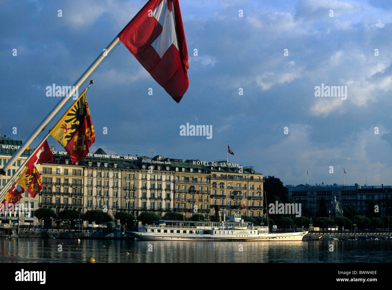 Schweiz Europa Genf Stadt Genfer See Wasser Stadt Stadt Steamboat