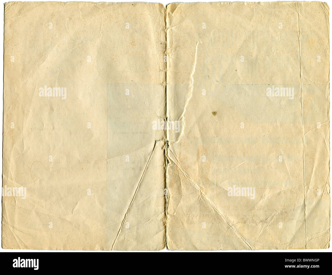 zwei Seiten Oa alt und abgenutzt Papier isoliert auf weißem Hintergrund Stockfoto