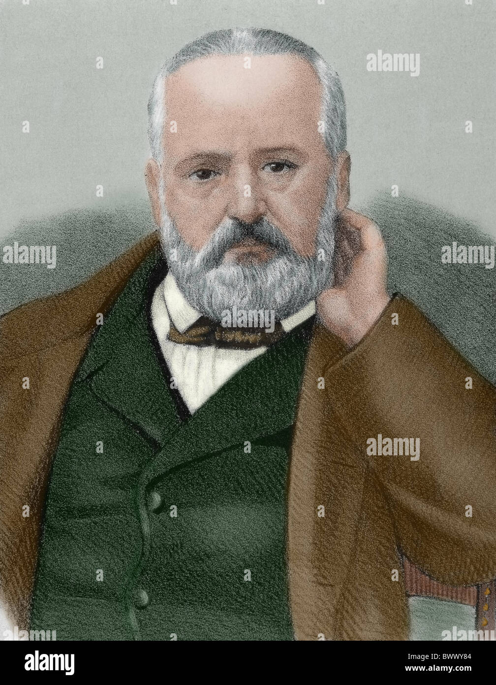 Víctor Hugo (1802-1885). Französischer Schriftsteller, Exponent der romantischen Bewegung in Frankreich. Farbige Gravur. Stockfoto