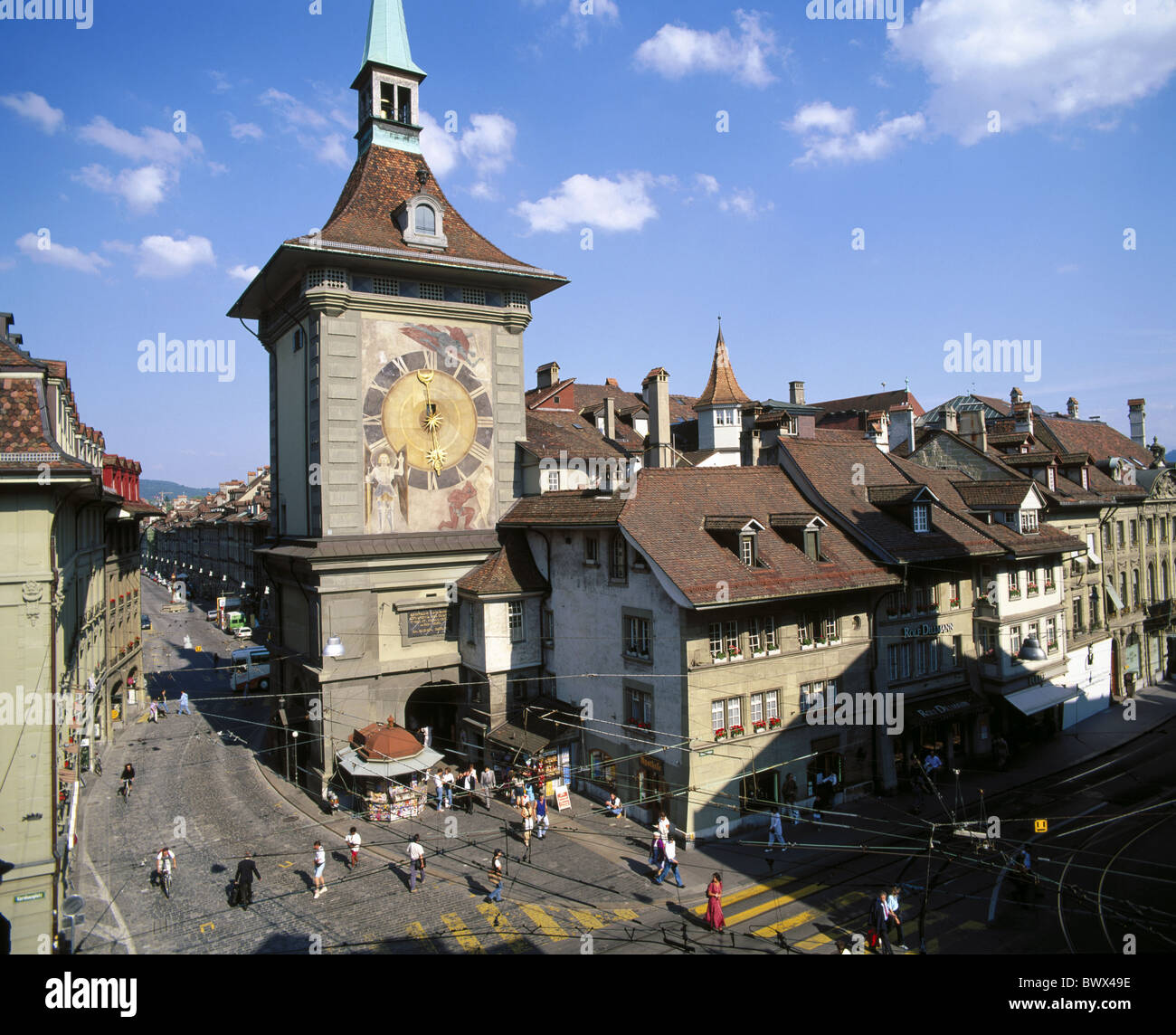 Stadt Bern Schweiz Europa Straße von oben Zeitglockenturm Altstadt ...