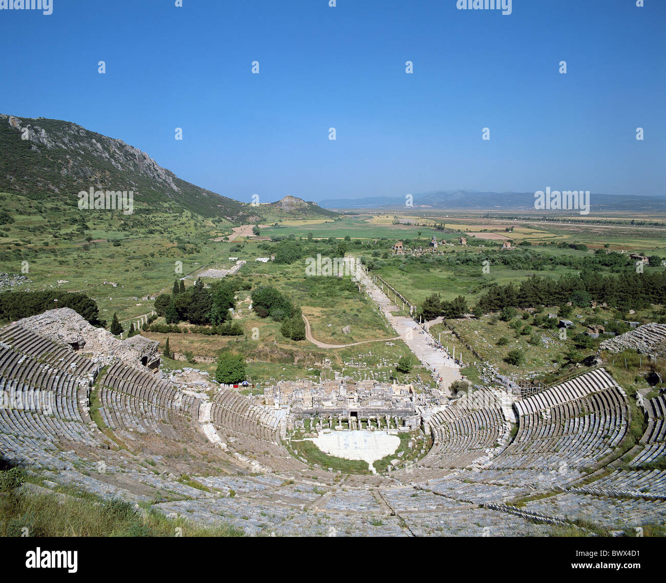 Arcade-Weg Ephesus große große Theater Panorama Türkei antike Welt antike Stockfoto