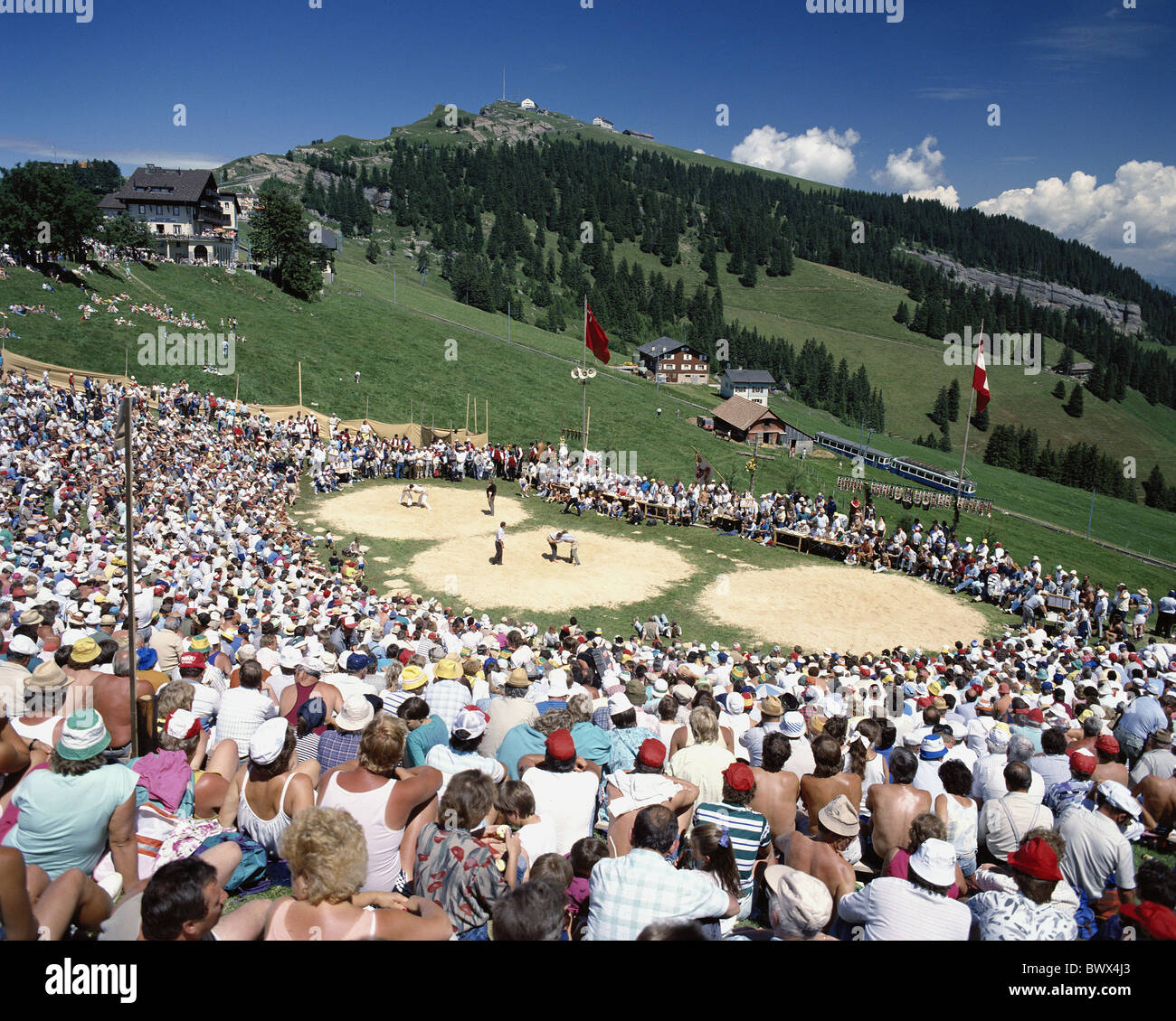 Schweizer Ringen Tradition-Folklore-Schlachtfeldern, die Rigi Schweiz Europa Schweizer ...