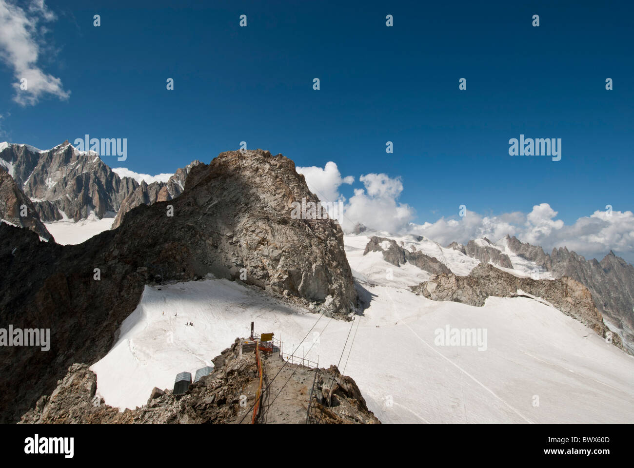 Blick vom Helbronner Französisch-italienischen Grenze.  Haute-Savoie, Frankreich Stockfoto