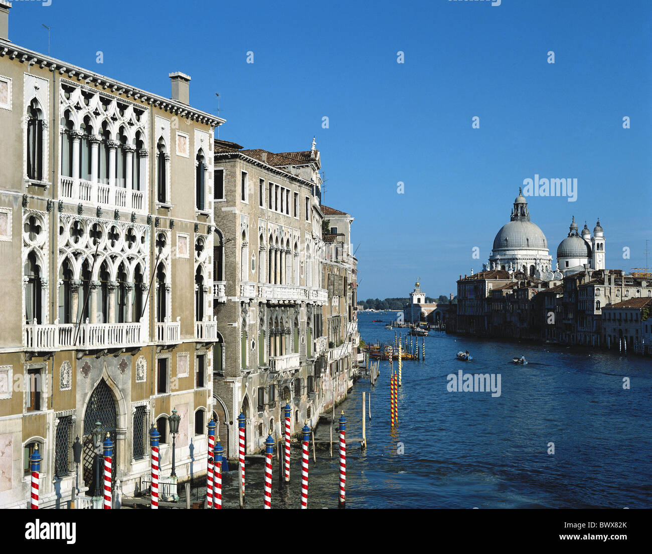 Canal Grande Fassaden Italien Europa Santa Maria della Salute, Venedig Stockfoto