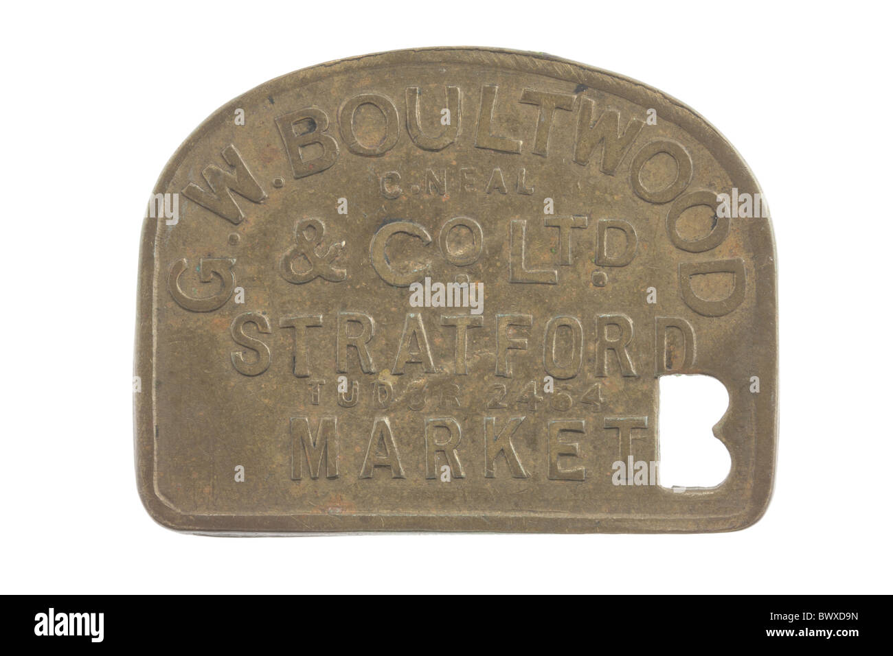 Stratford Market Token für G. W. Boultwood & Co. Ltd (Vorderseite) Stockfoto