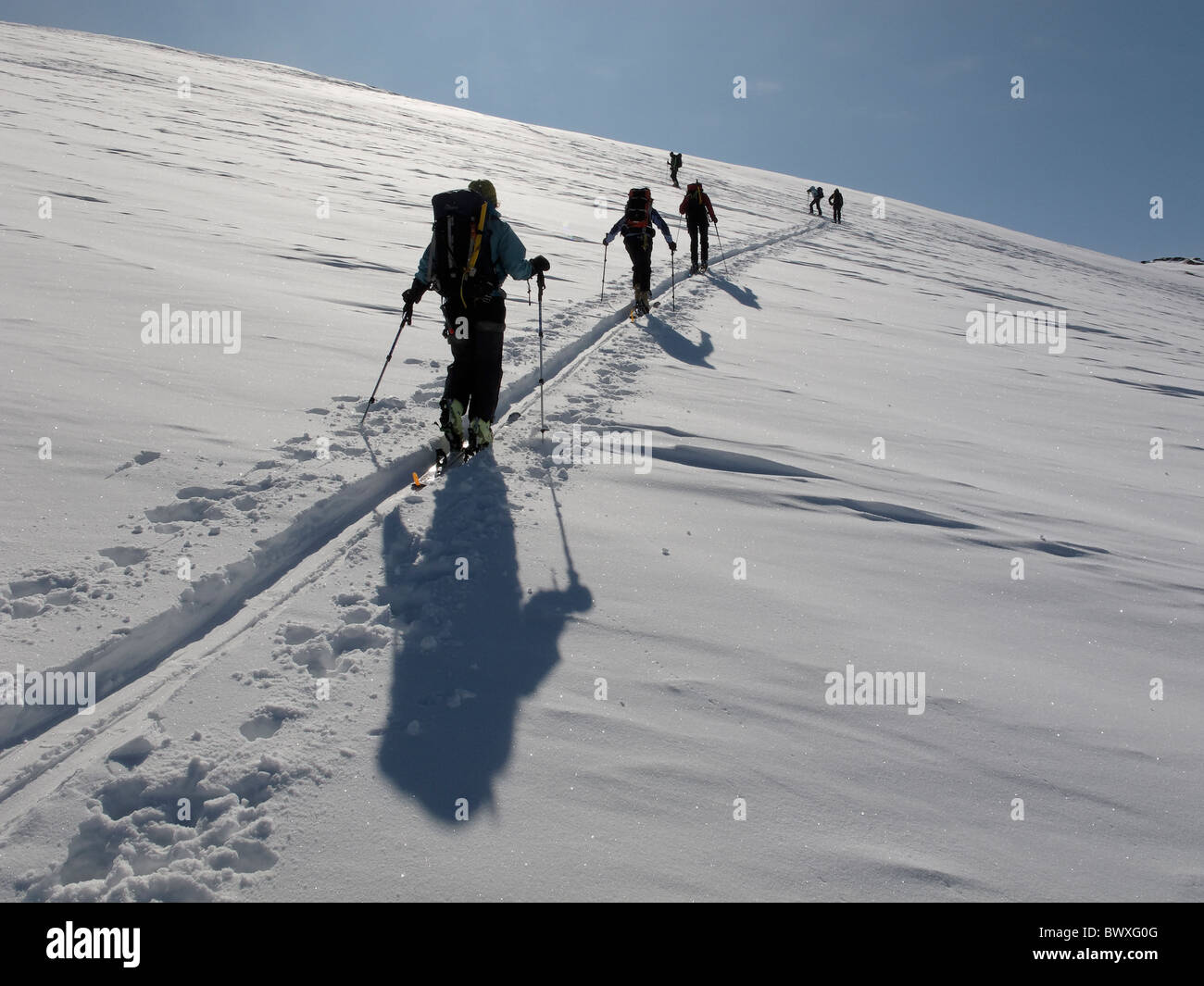 Skitourengeher klettern die Tête de Valpelline auf der Haute Route, Schweiz 01 Stockfoto