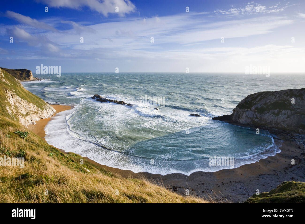 Mann o Krieg Cove (St Oswald Bay), Dorset, Großbritannien Stockfoto