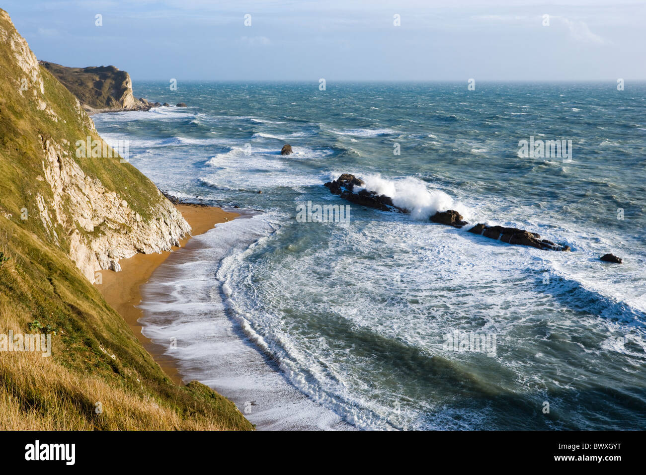 Mann o Krieg Cove (St Oswald Bay), Dorset, Großbritannien Stockfoto