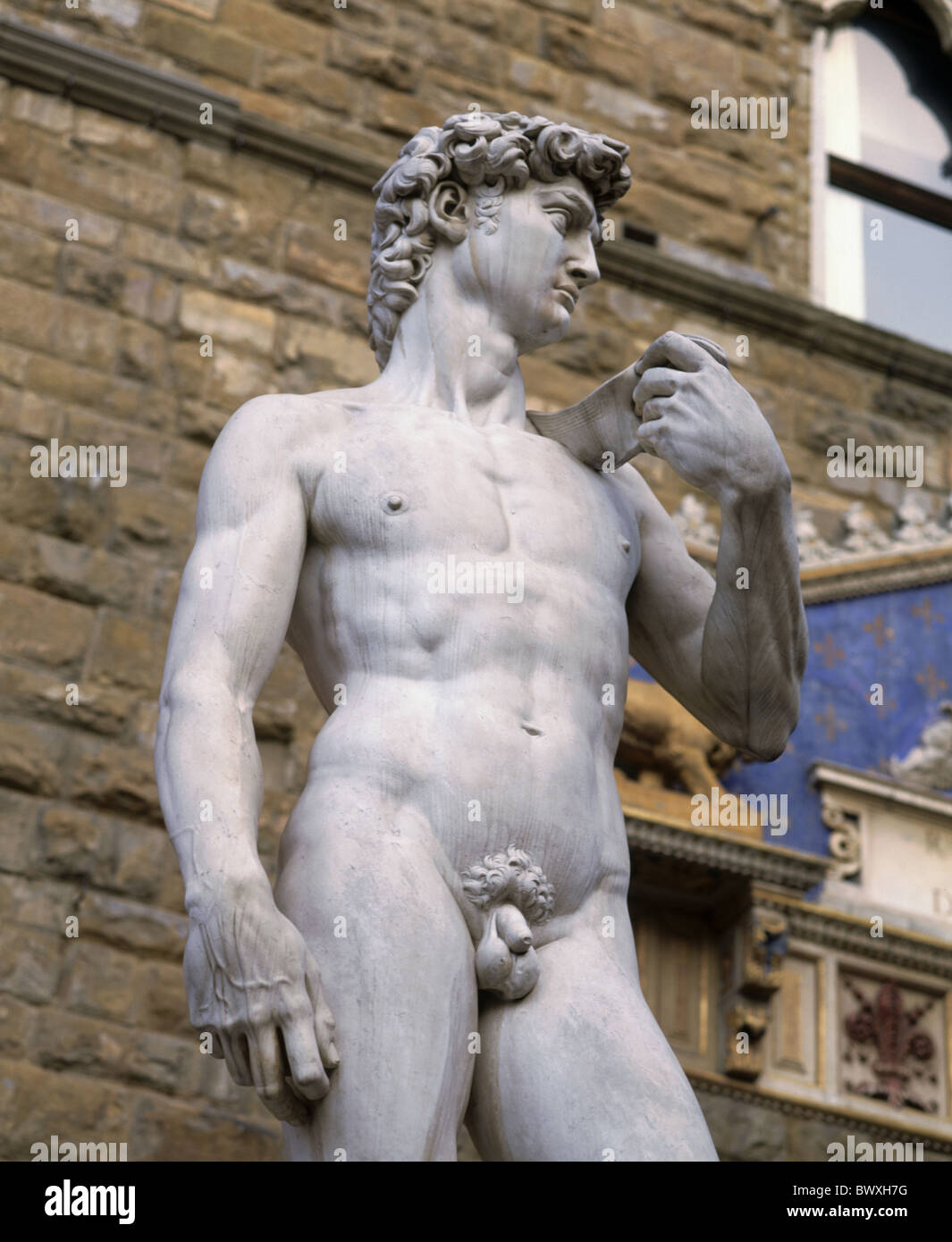 David Florenz Italien Europa Kopie Michelangelo Piazza della Signoria Statue Kunst Fertigkeit Stockfoto