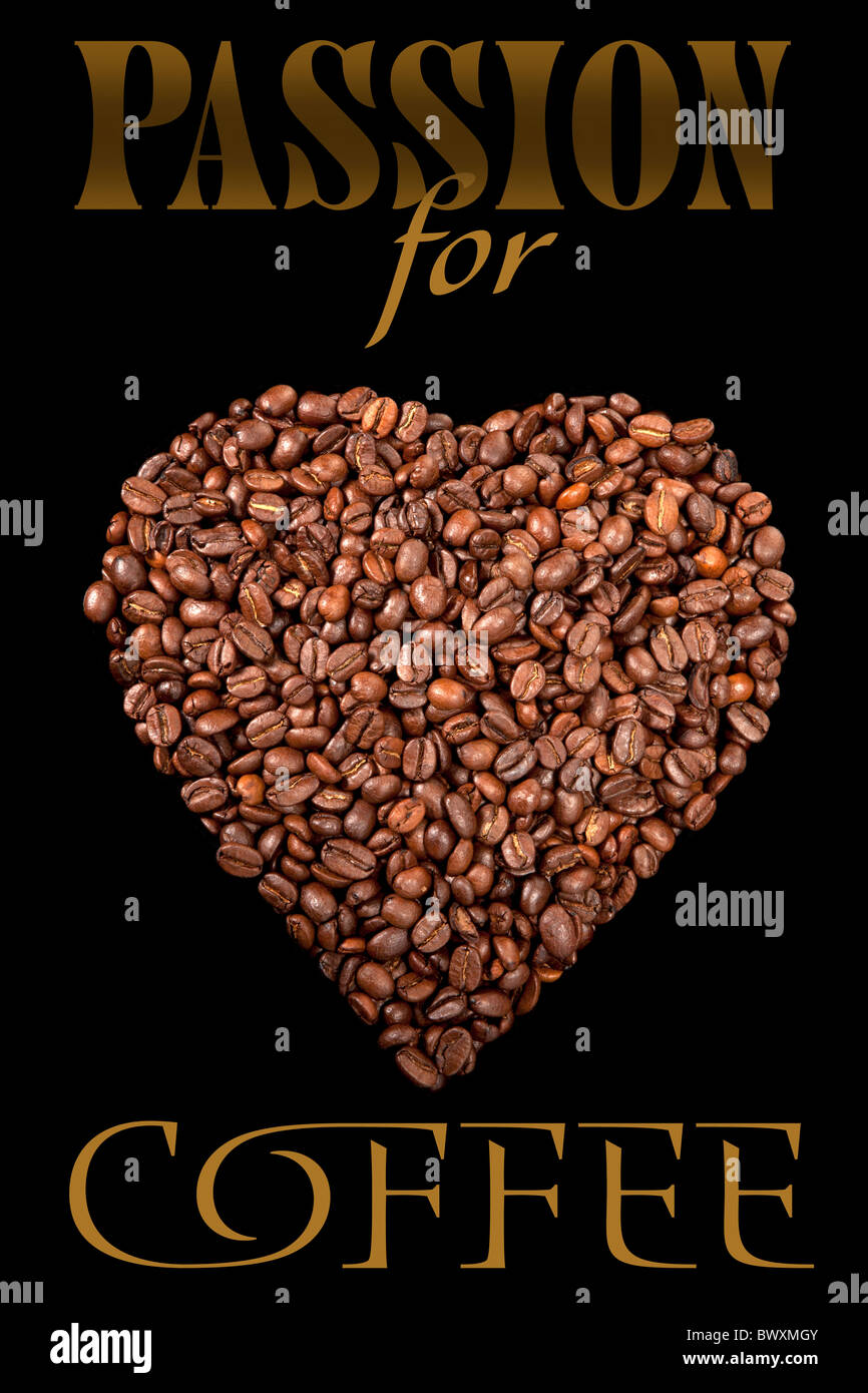 Das Plakat mit Kaffeebohnen Stockfoto