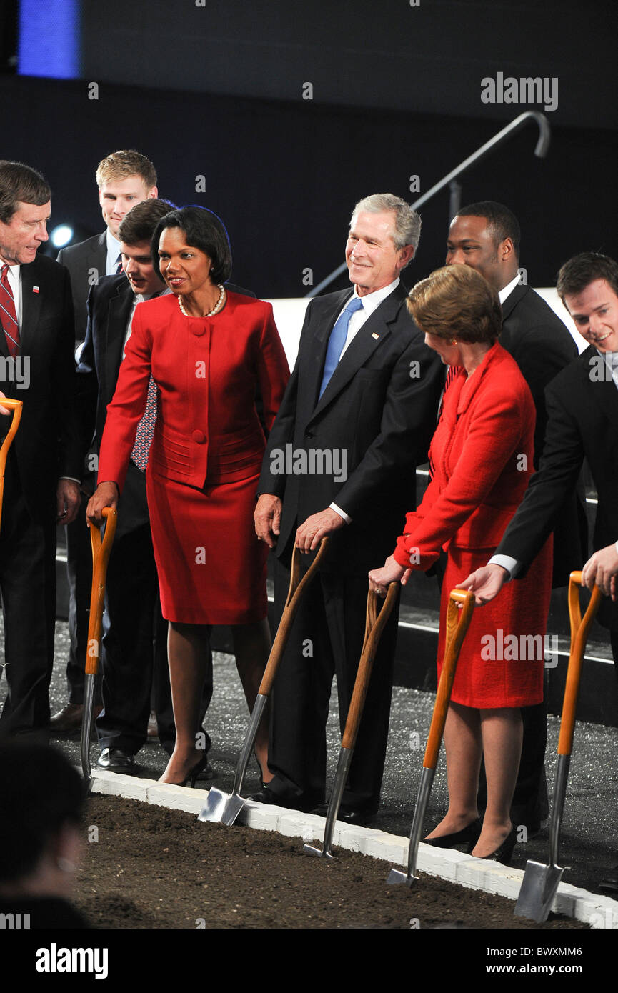 Spatenstich für George W. Bush Presidential Library auf dem Campus der Southern Methodist University in Dallas Stockfoto