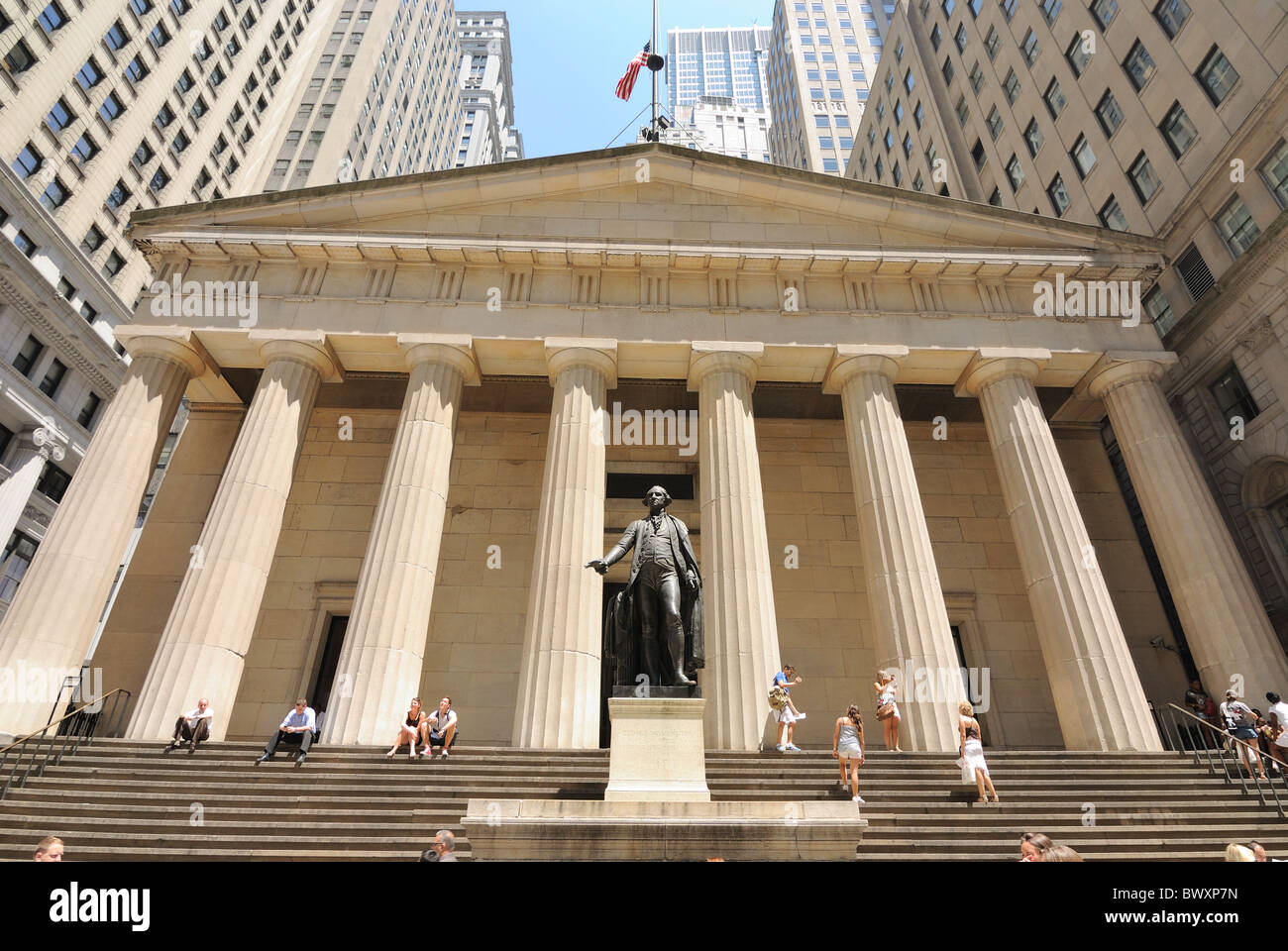 Federal Hall in New York City war die erste Hauptstadt der Vereinigten Staaten. 12. Juli 2010. Stockfoto