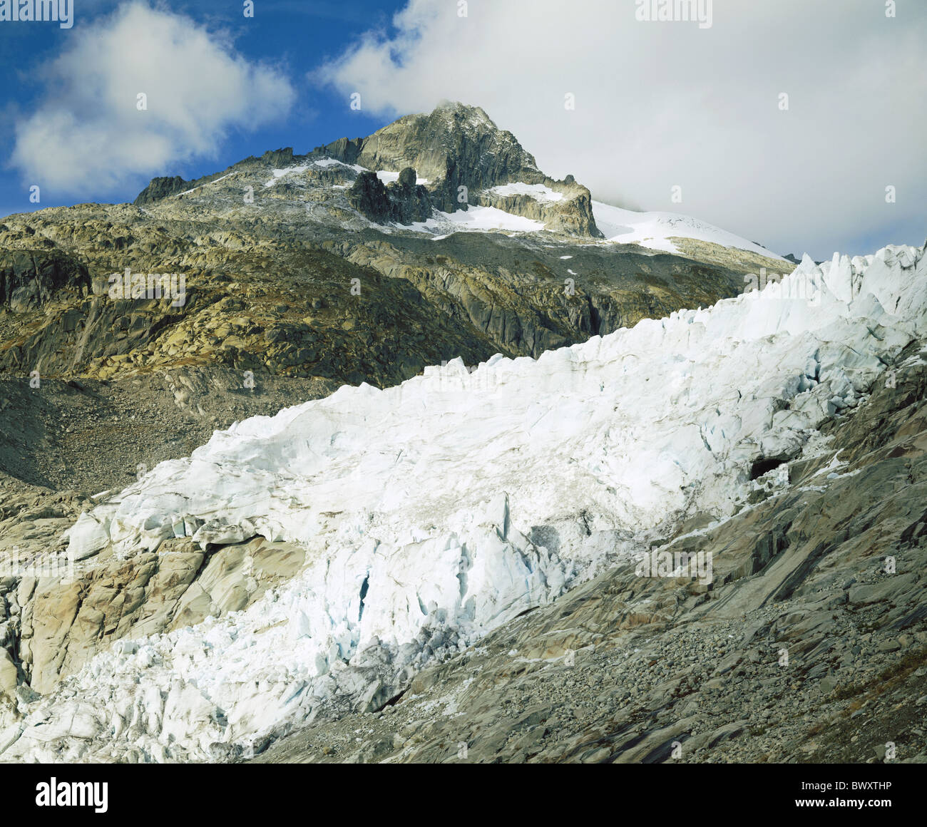 Detail Eis Punkte Felsen Klippen Garstenhorner Gletscher Landschaft Rhone Gletscher Gletscher Schweiz Europa Val Stockfoto