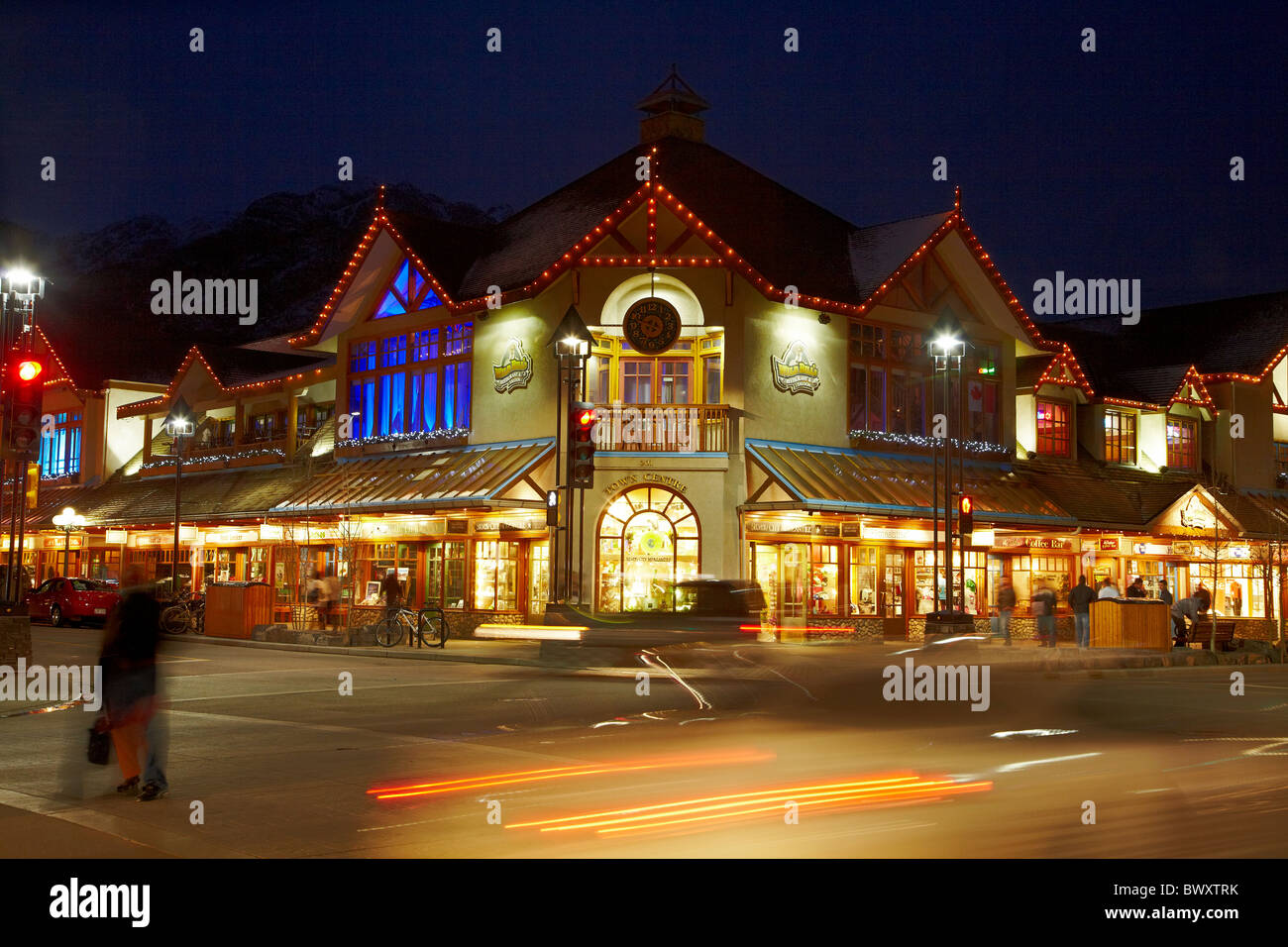 Stadtzentrum, Banff, Banff Nationalpark, Kanadische Rocky Mountains, Alberta, Kanada Stockfoto